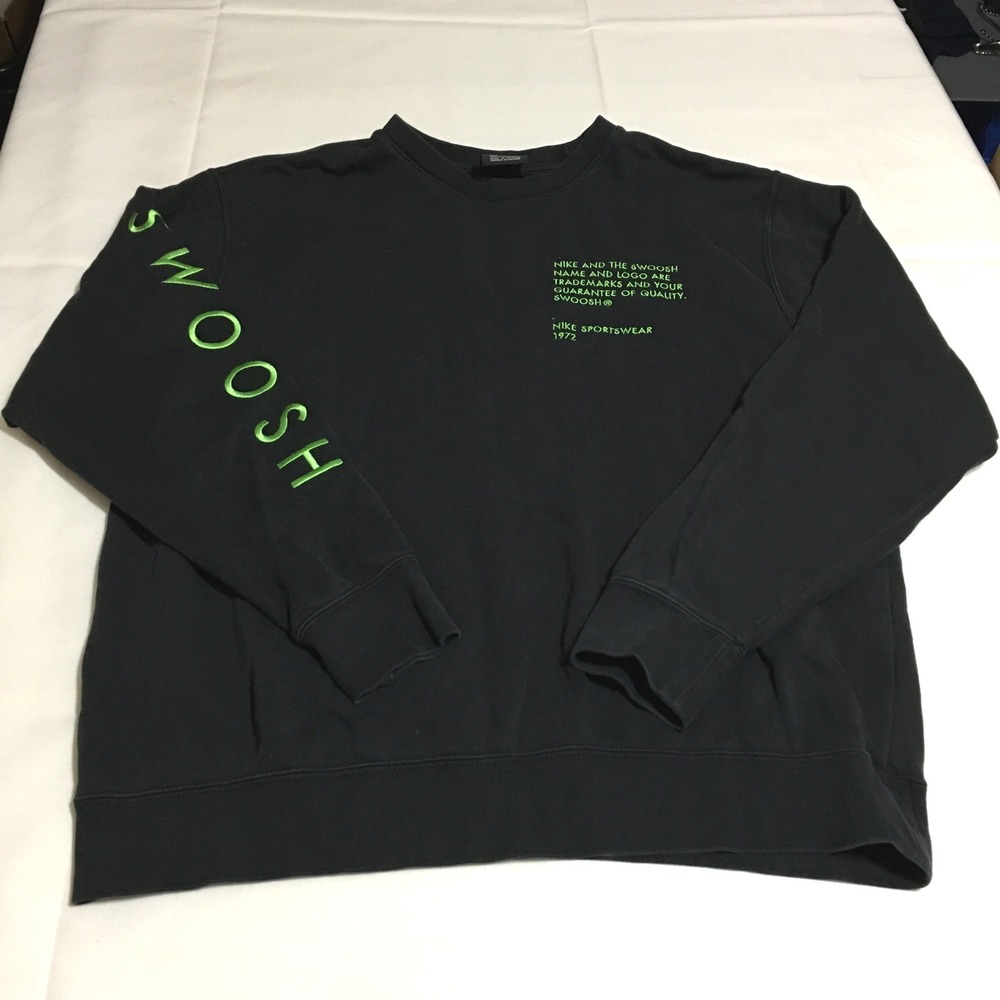 Nike Sportswear Mens Large Crewneck Sweatshirt Black Double Swoosh